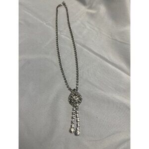 vintage rhinestone necklace With Centercluster And‎ Two Drop Downs